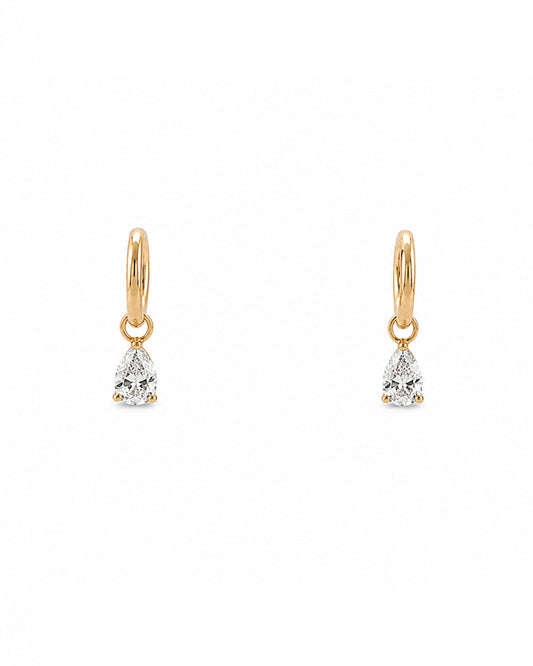 Lab Pear Diamond Huggie Charm