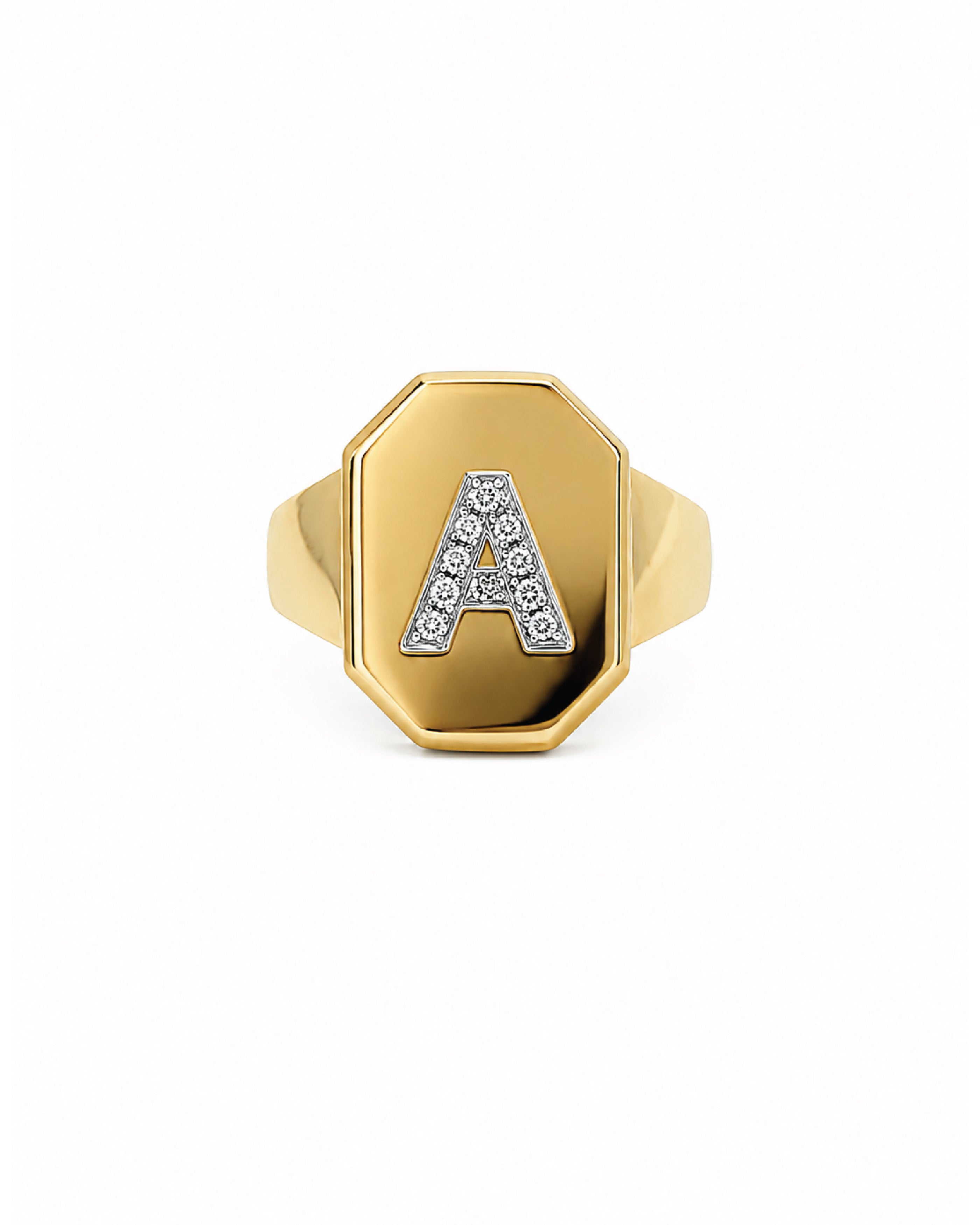 Diamond Initial Signet Ring