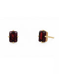 Emerald Cut Garnet Studs
