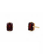 Emerald Cut Garnet Studs