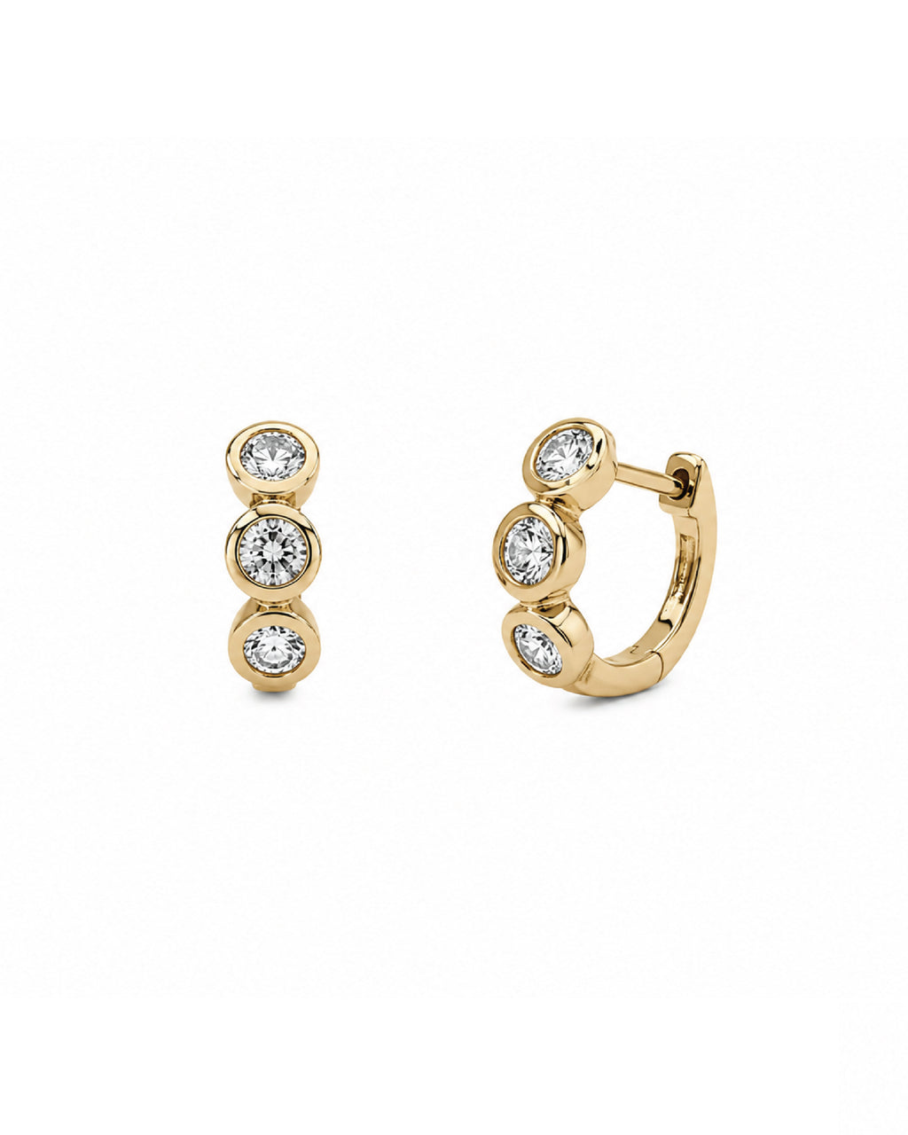 Round Bezel Diamond Huggies
