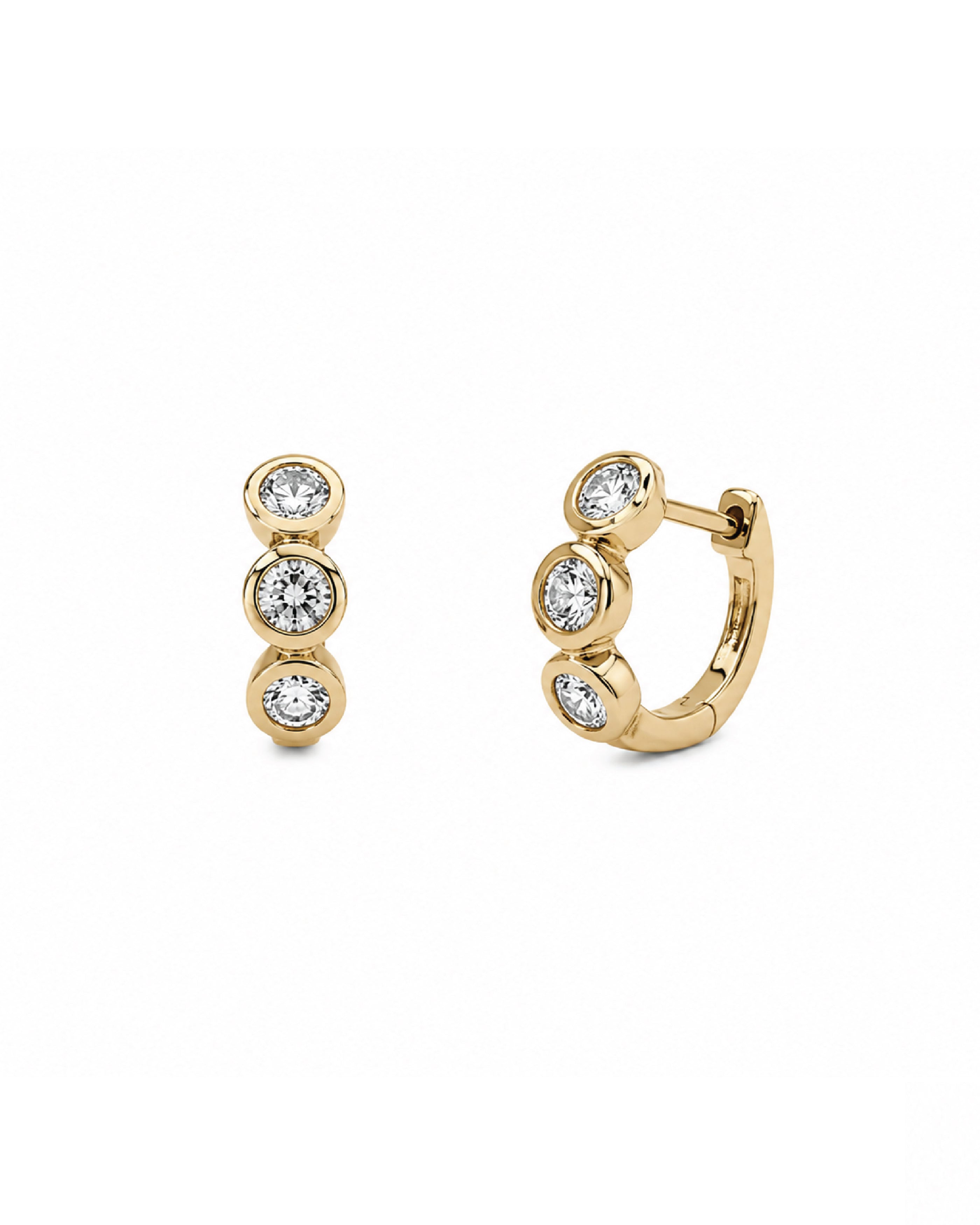 Round Bezel Diamond Huggies