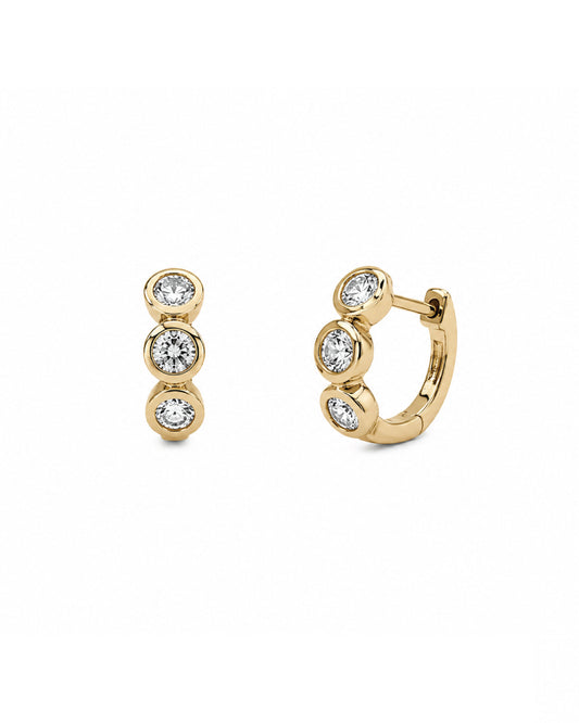 Round Bezel Diamond Huggies