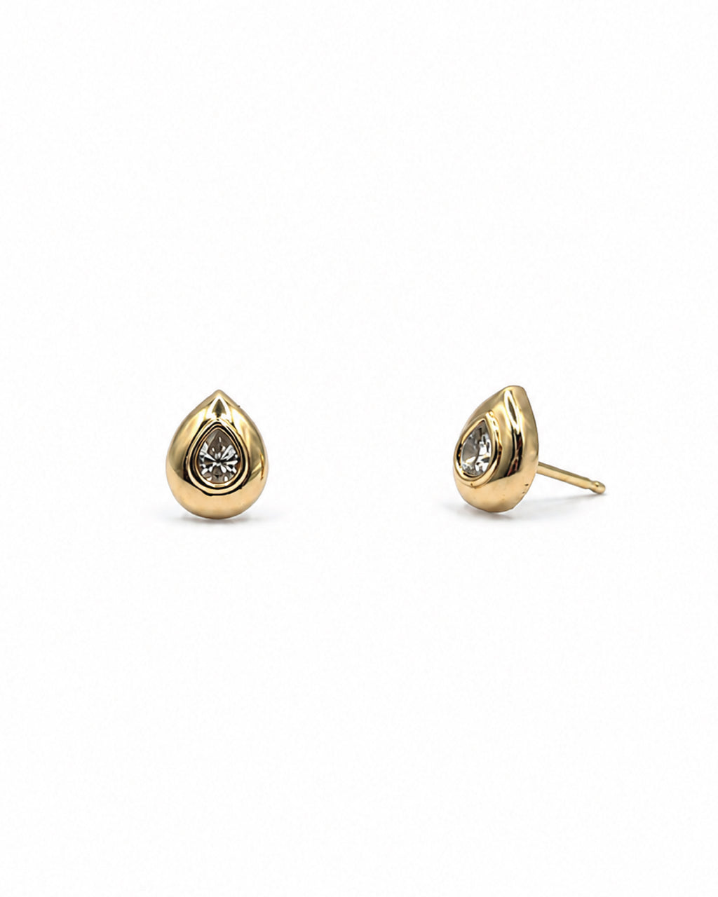 Diamond Bezel Teardrop Studs