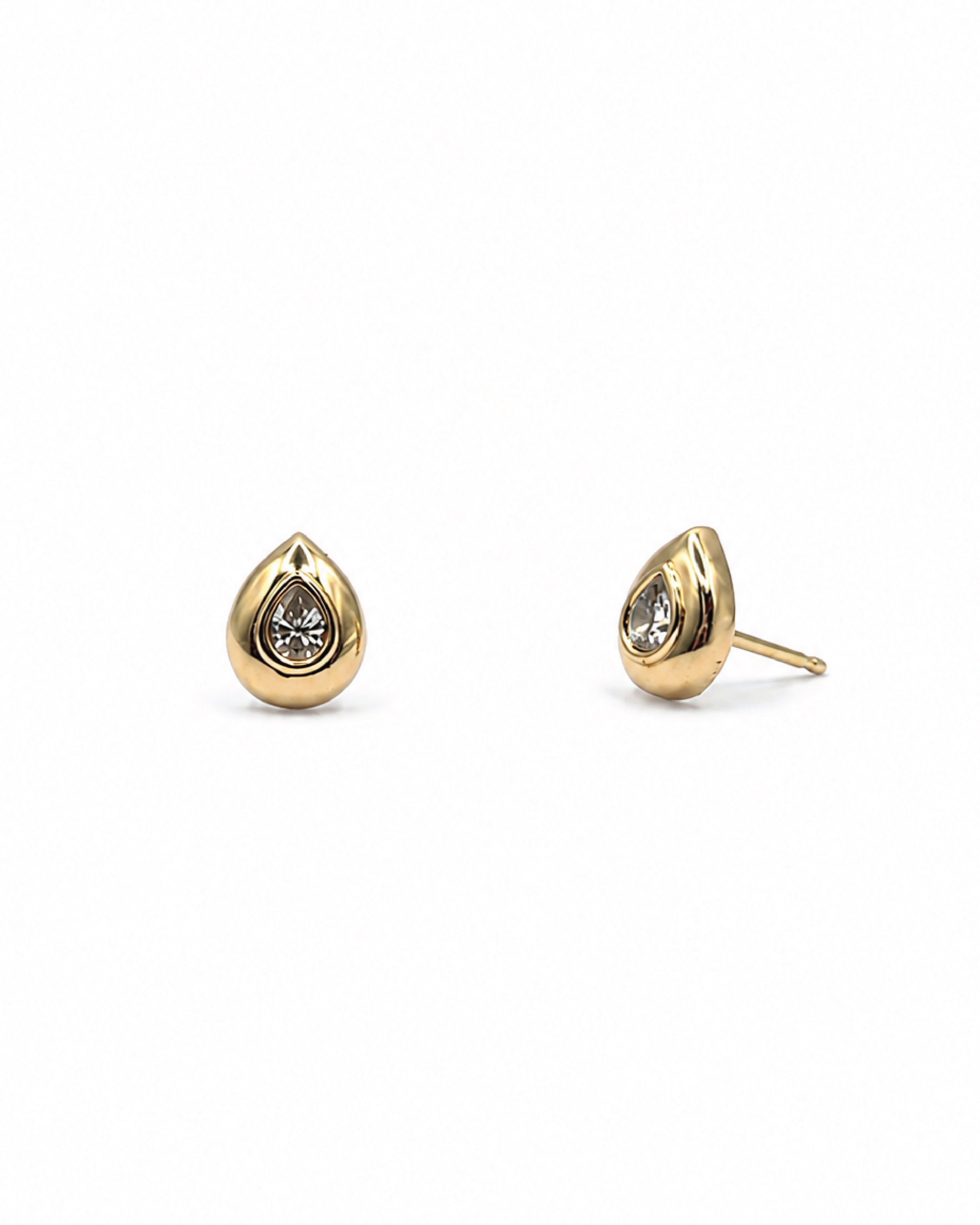 Diamond Bezel Teardrop Studs
