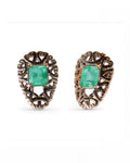 Gold Frame Emerald Earrings