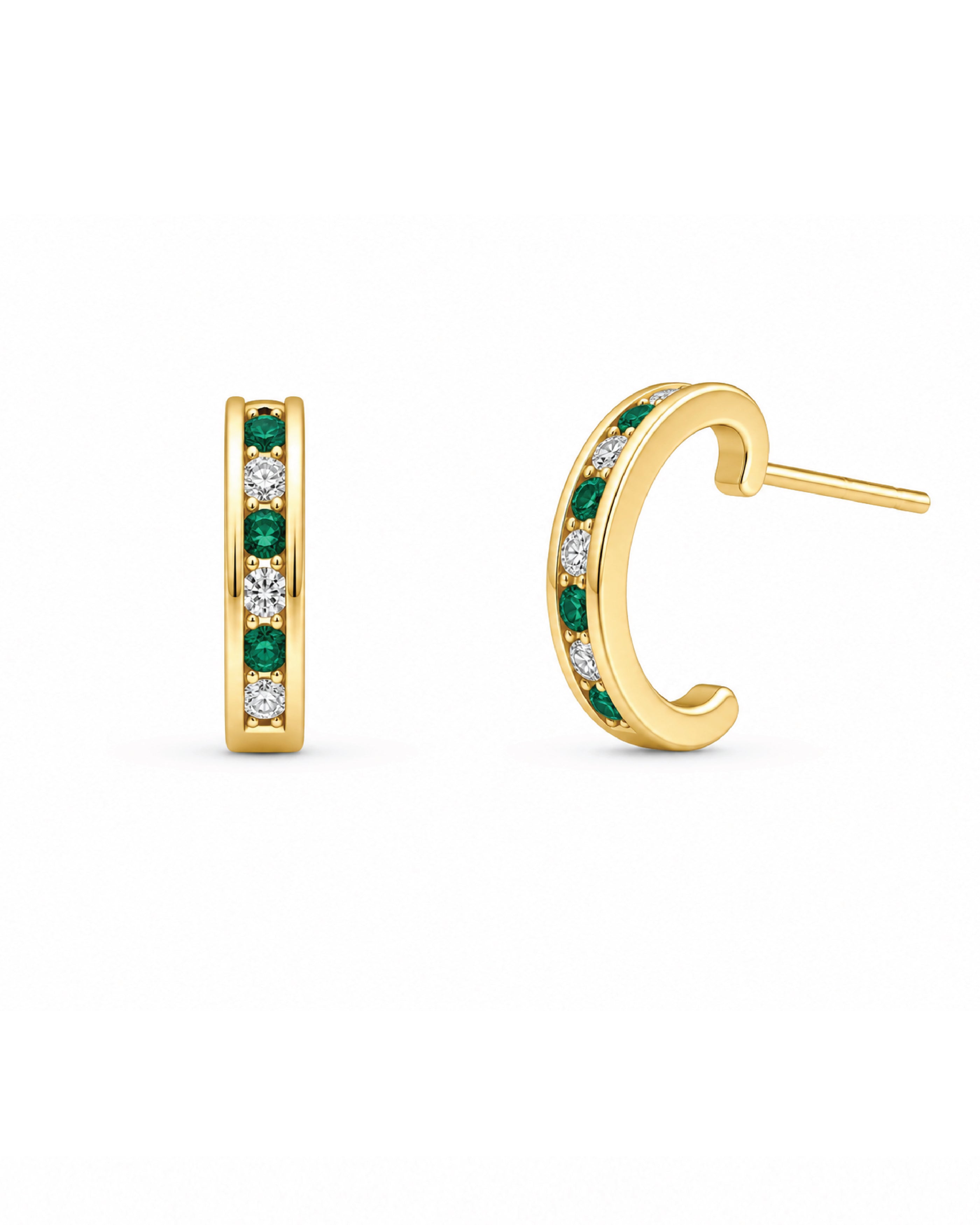 Vintage Diamond and Emerald Hook Studs