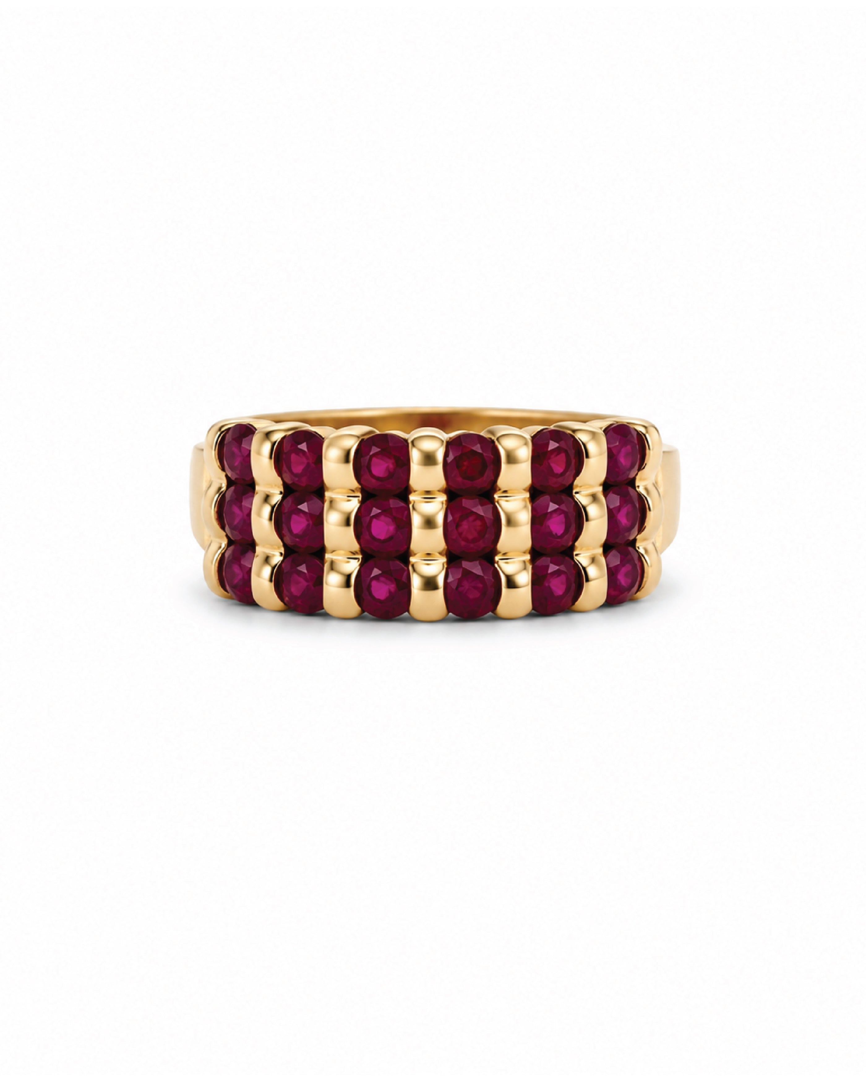 Vintage Three Row Ruby Ring