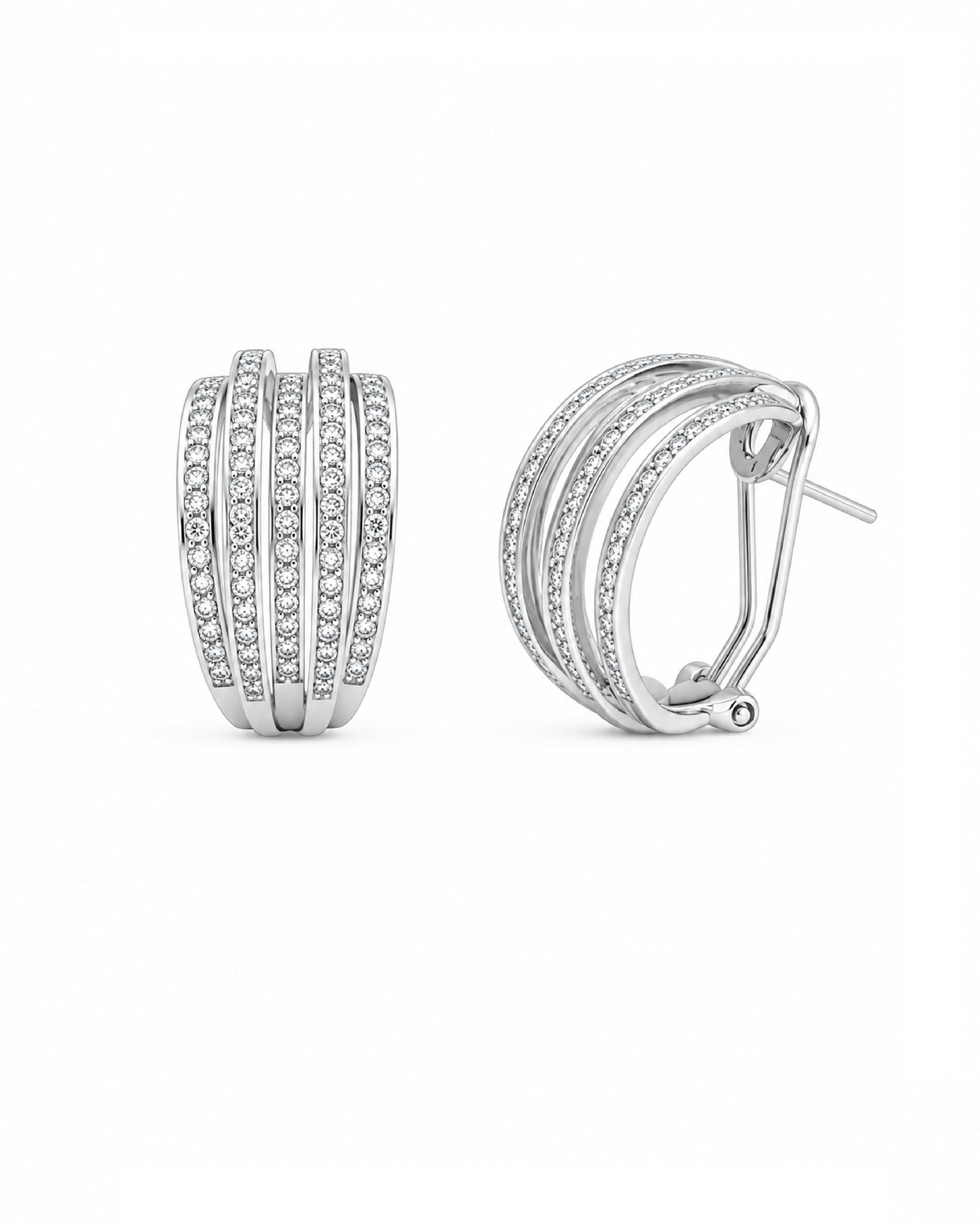 Vintage Multi Row Diamond Earrings