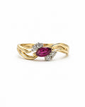 Vintage Marquise Ruby and Diamond Ring