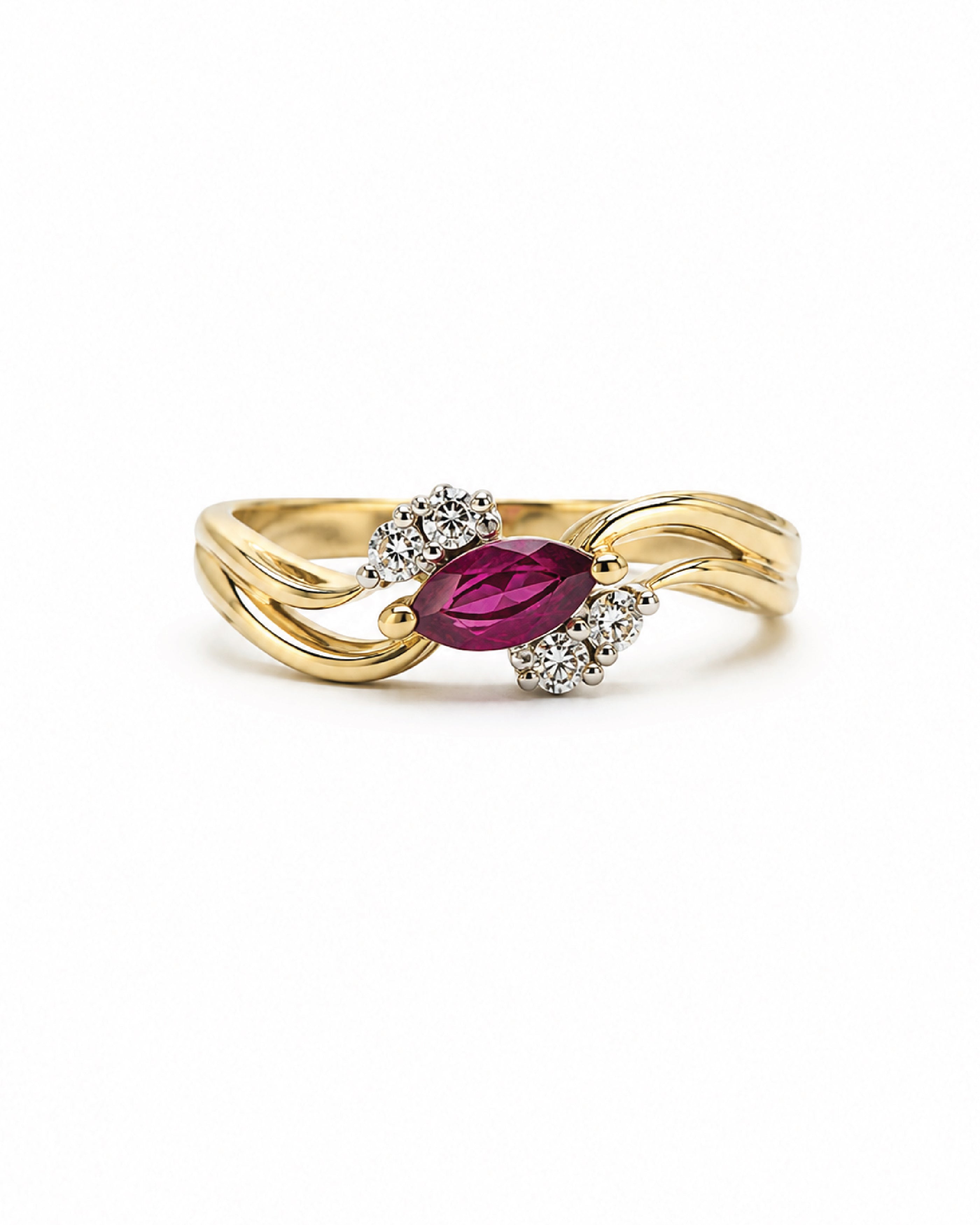 Vintage Marquise Ruby and Diamond Ring