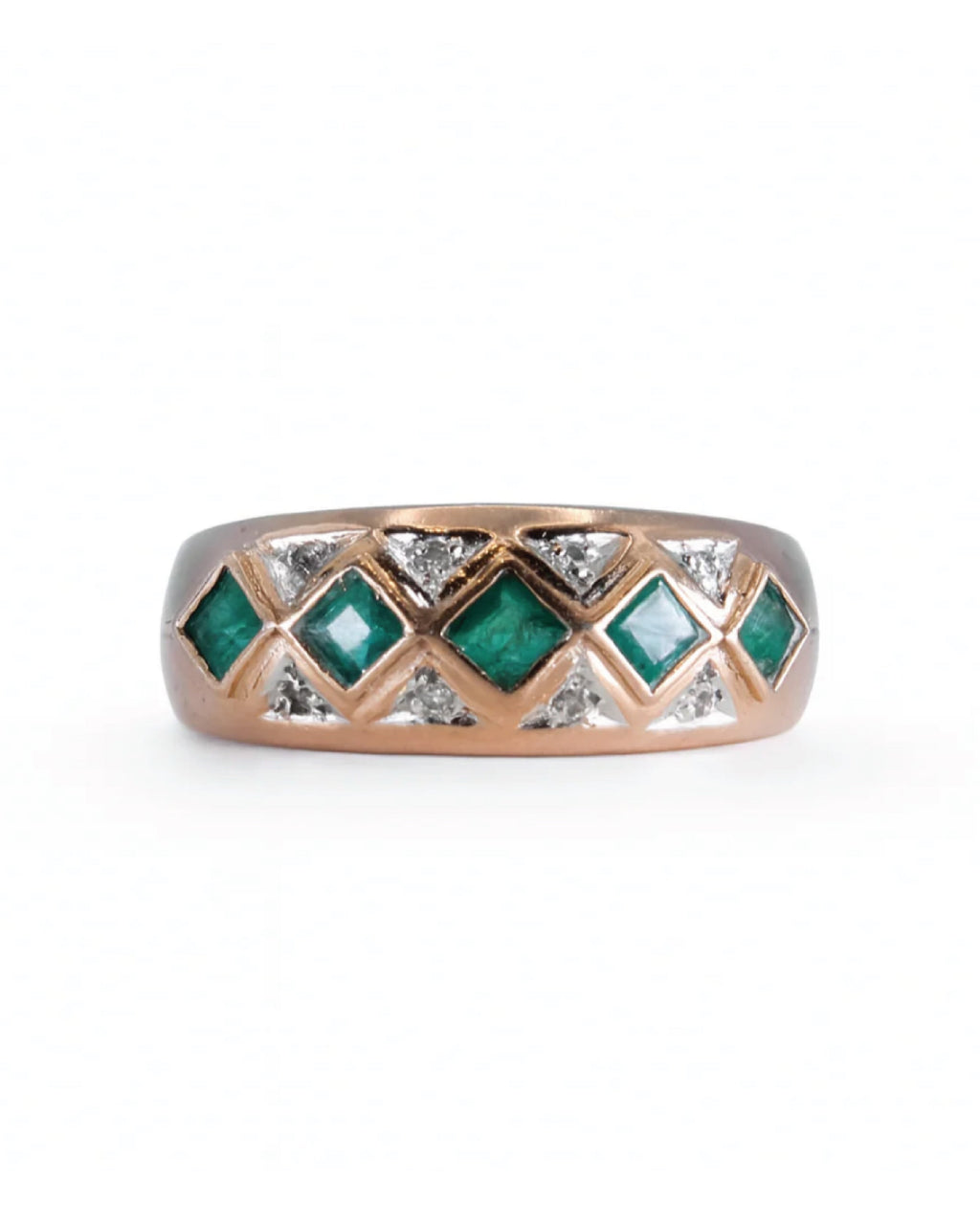 Vintage Emerald and Diamond Band