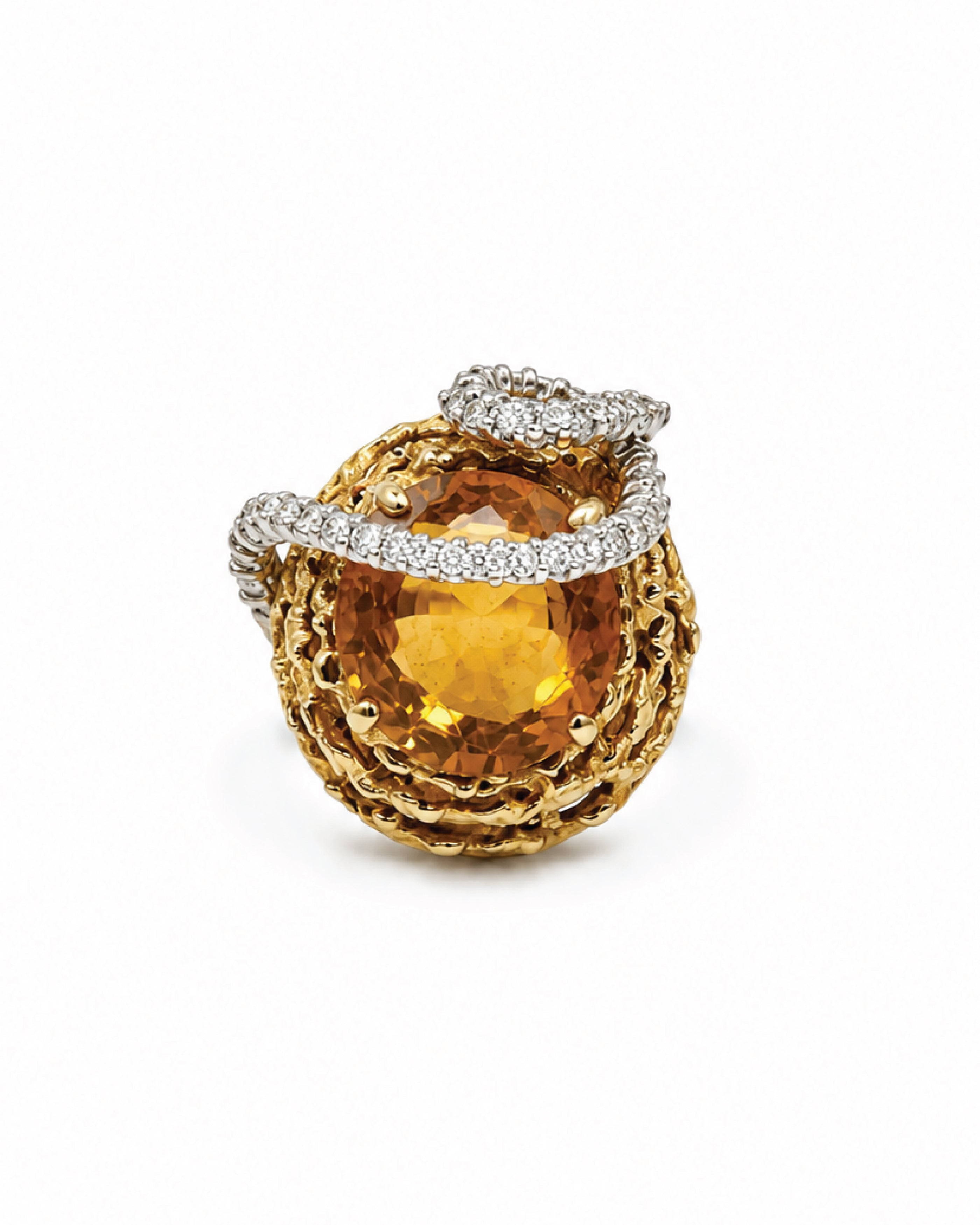 Vintage Citrine Diamond Wrap Ring