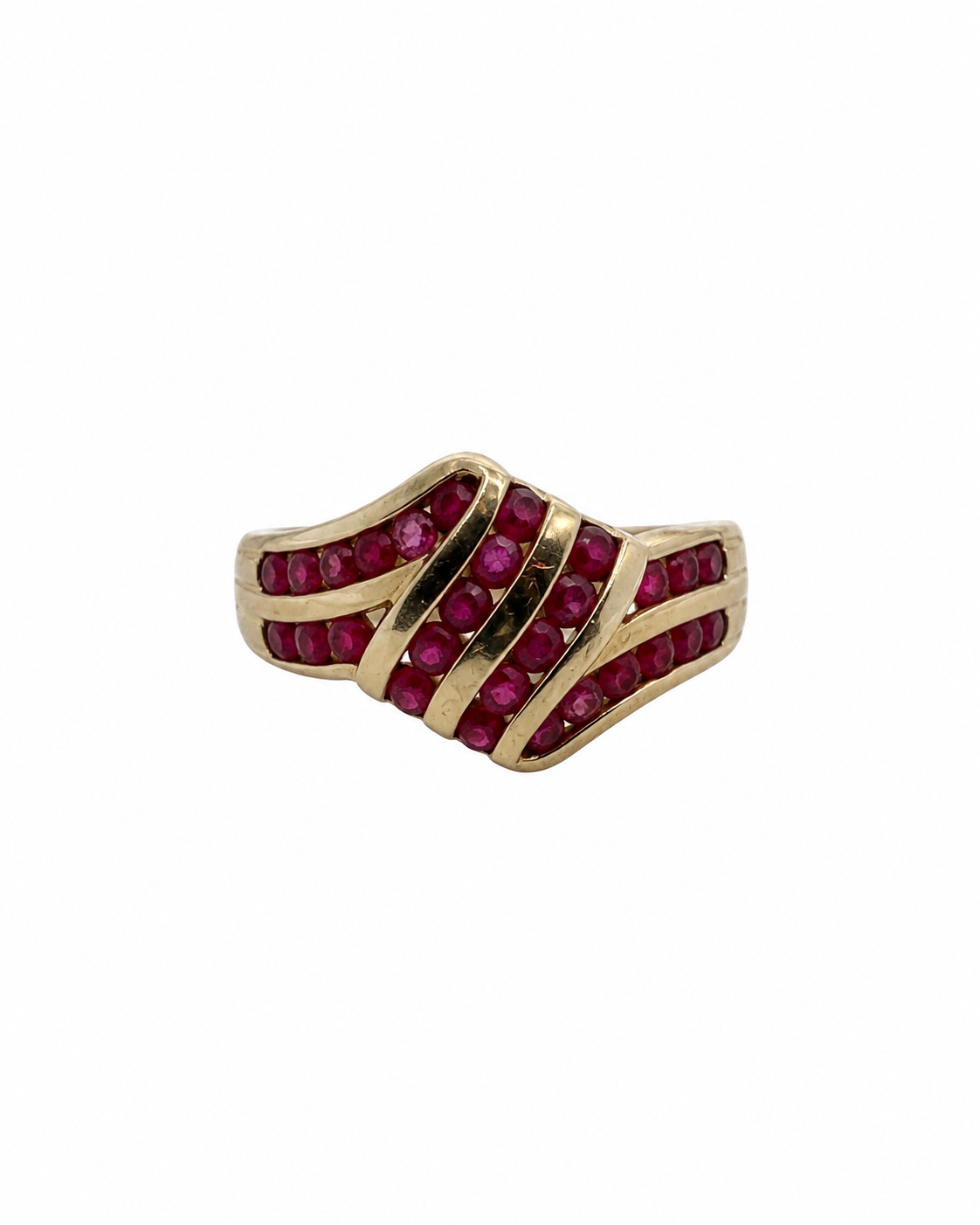 Vintage ruby fold ring in yellow gold by Alexandra Mann Jewelry