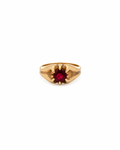 Vintage men's round ruby ring in yellow gold by Alexandra Mann Jewelry