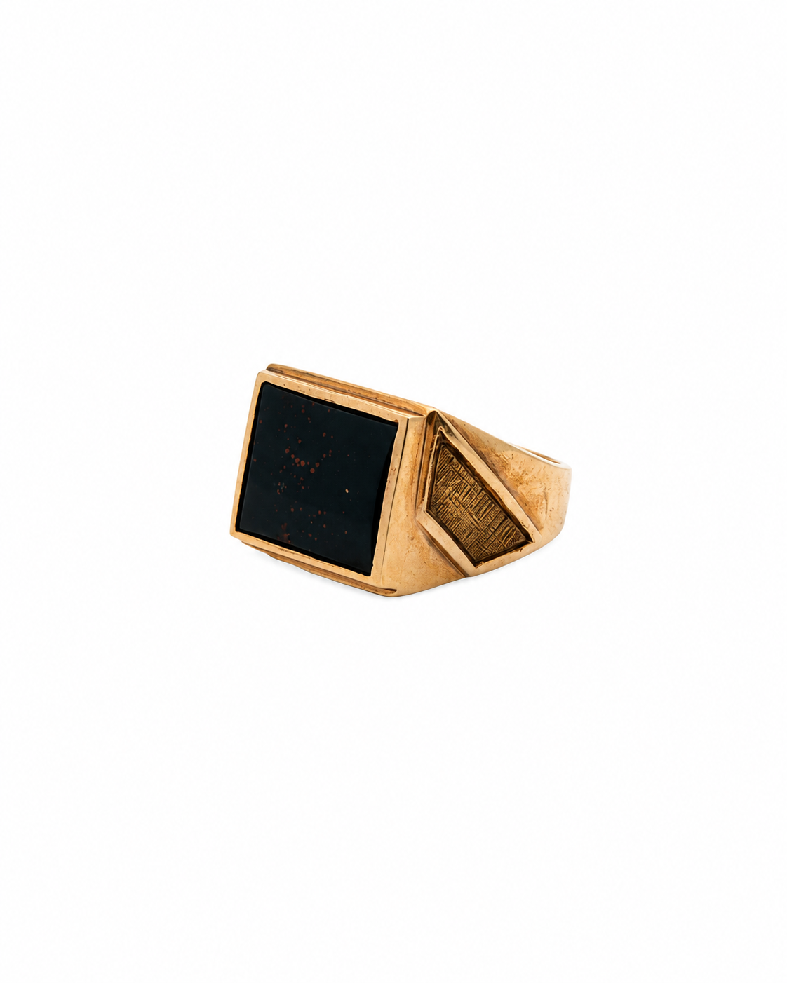 Vintage men's bloodstone signet ring, alternate view