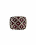 Vintage ruby and diamond checker lattice ring by Alexandra Mann Jewelry