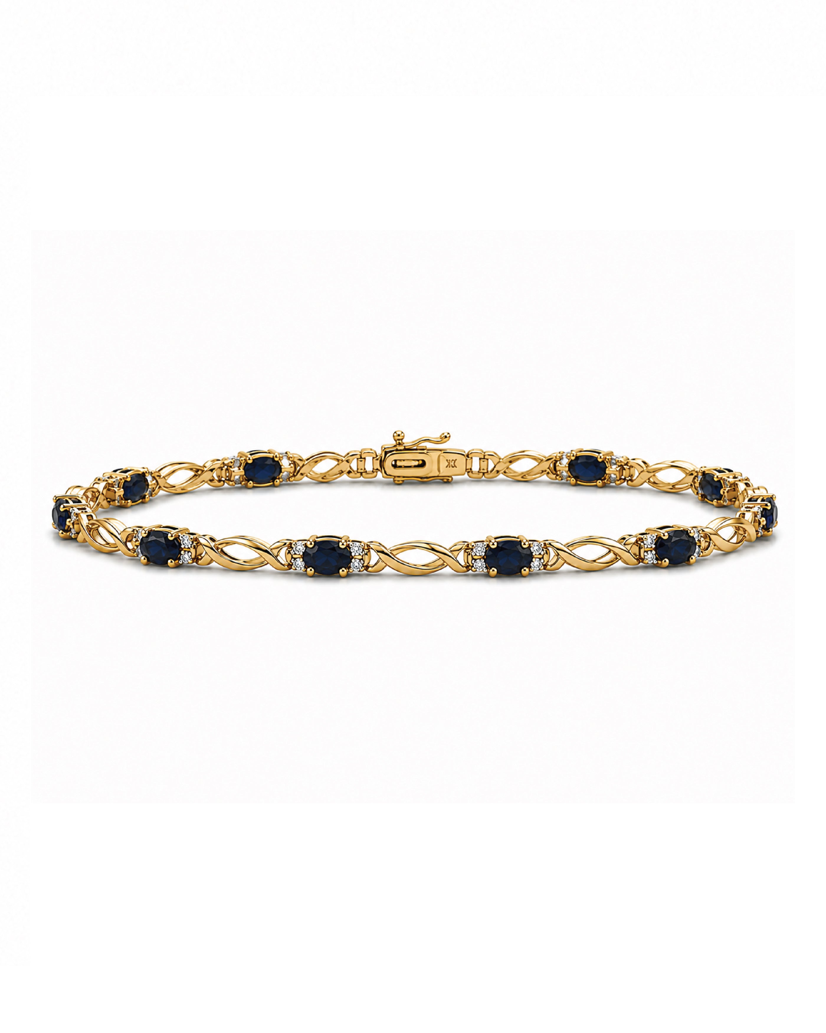 Vintage 10k gold sapphire and diamond bracelet