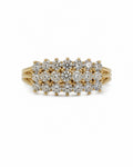 Vintage 14k gold three row diamond cluster ring