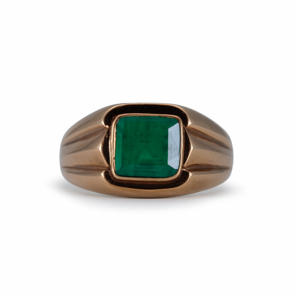 Vintage Bezel Emerald Signet Ring