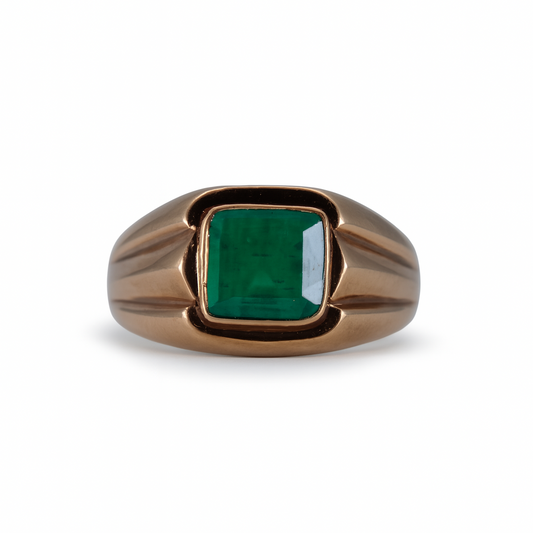 Vintage Bezel Emerald Signet Ring