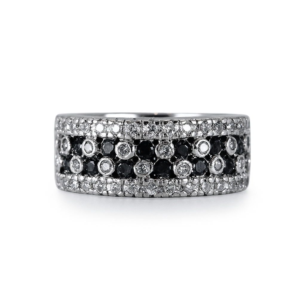 Vintage Black and White Diamond Band