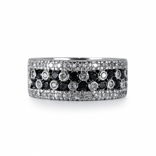 Vintage Black and White Diamond Band
