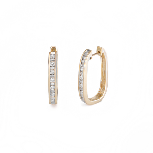 Vintage Channel Set Baguette and Round Hoops