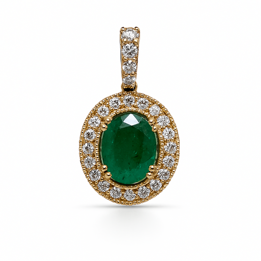 Vintage Emerald Diamond Pendant