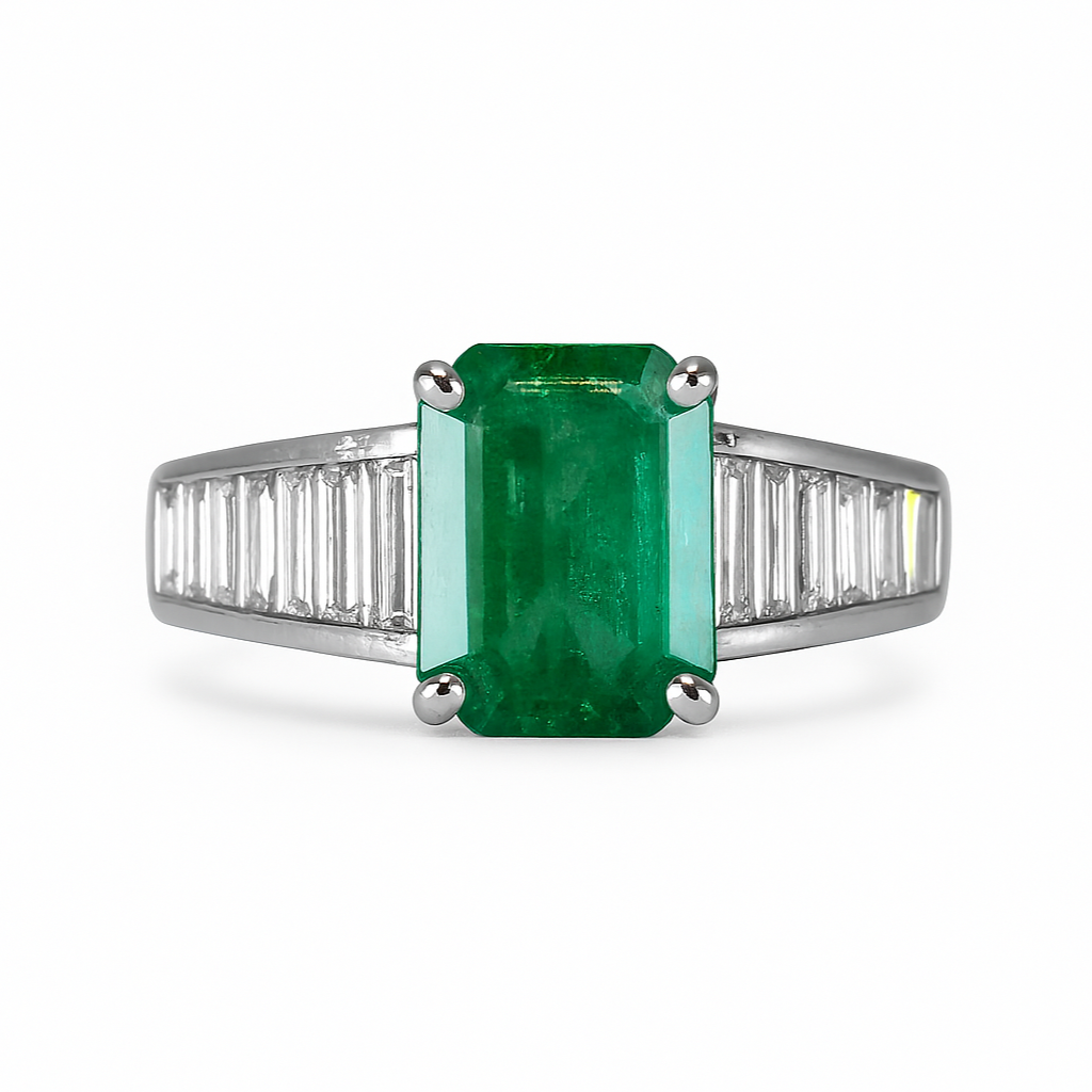 Vintage Emerald and Baguette Ring
