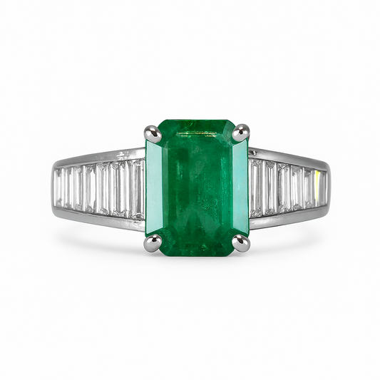 Vintage Emerald and Baguette Ring