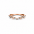 Rose gold ring with small diamonds on a white background