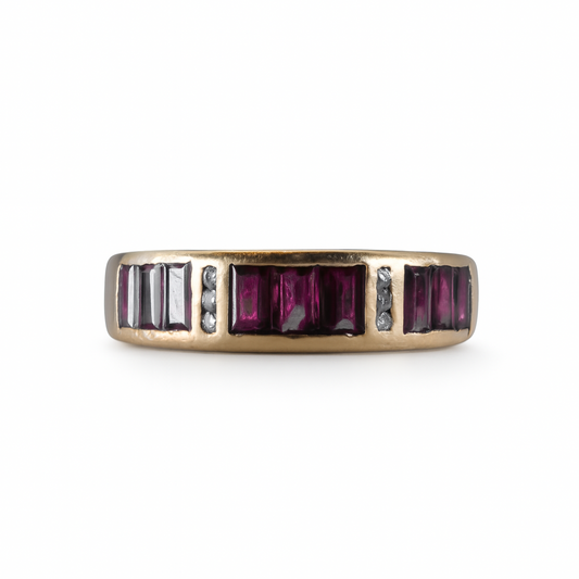 Vintage Ruby and Diamond Band