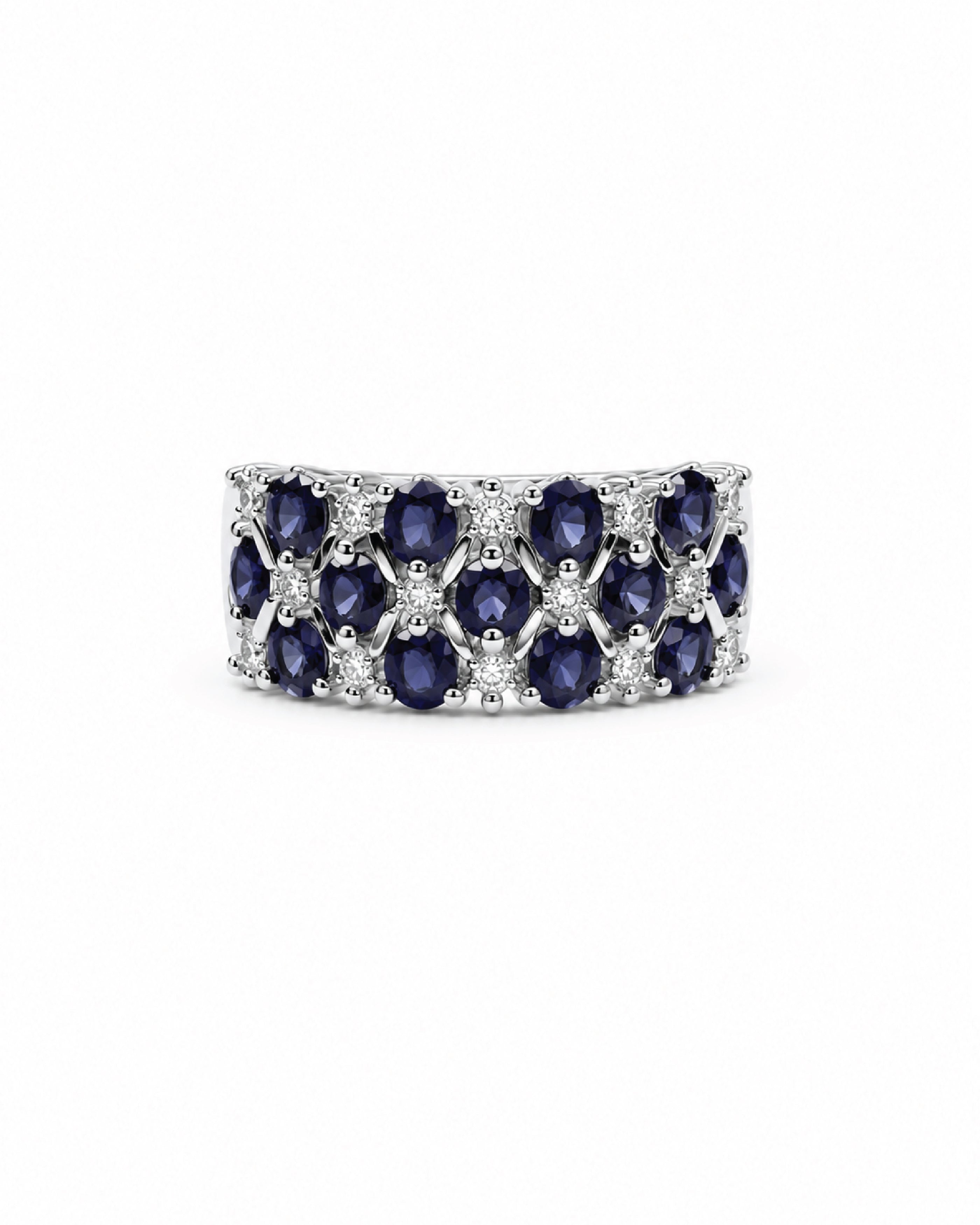 Vintage 14k white gold [tanzanite/tourmaline] and sapphire ring