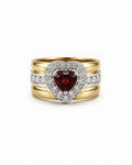 Vintage 18k gold heart-shaped tourmaline diamond halo ring