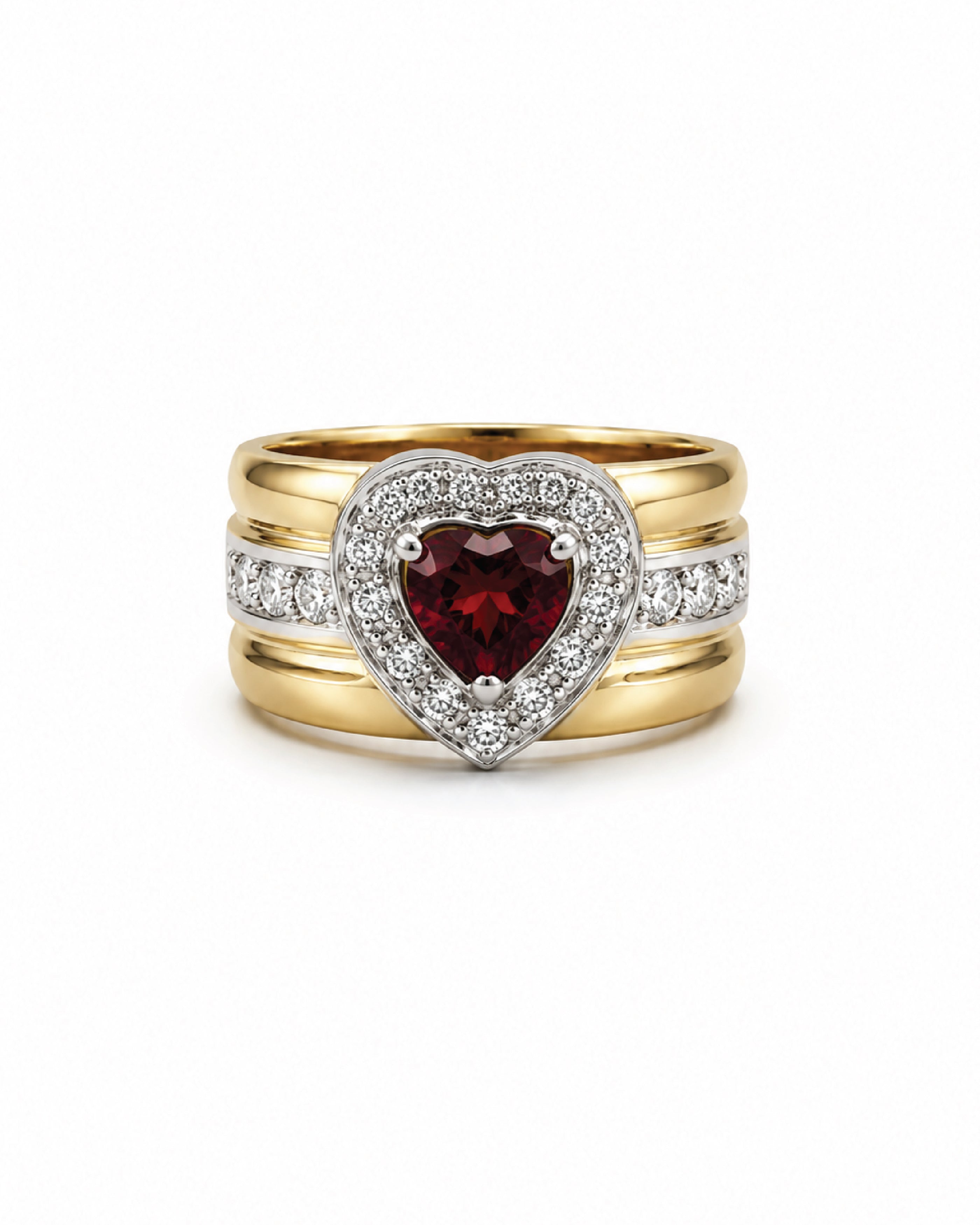 Vintage 18k gold heart-shaped tourmaline diamond halo ring