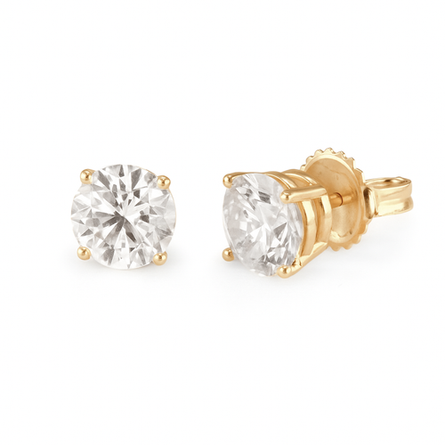 Classic Diamond Studs in 14K Gold, alternate view 1