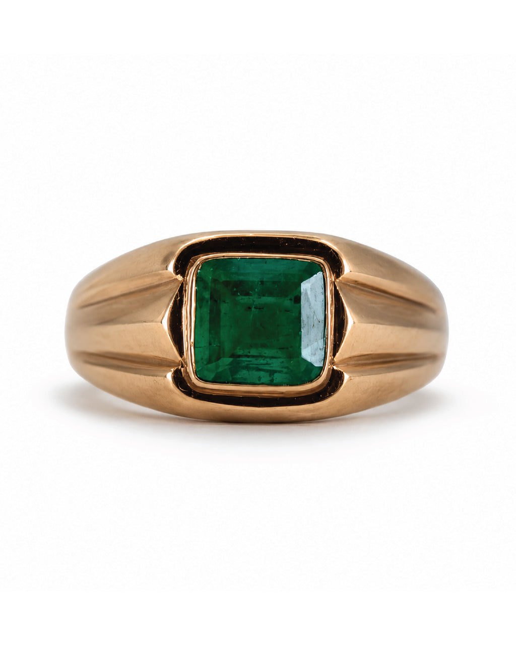 Vintage Bezel Emerald Signet Ring