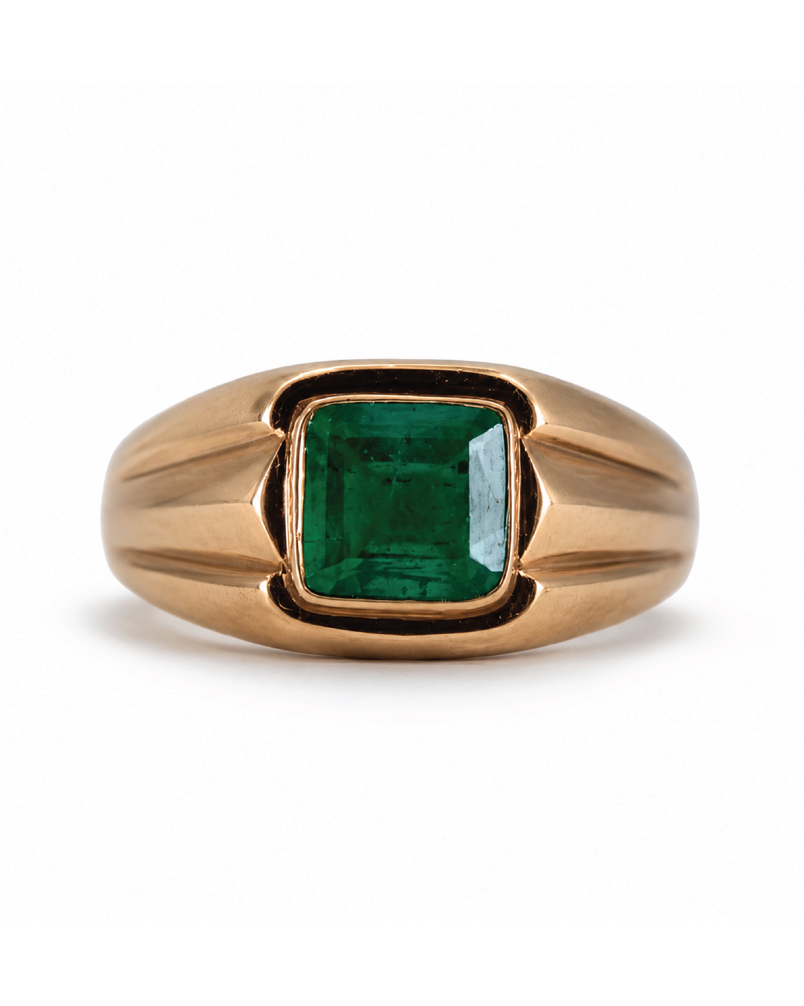 Vintage Bezel Emerald Signet Ring