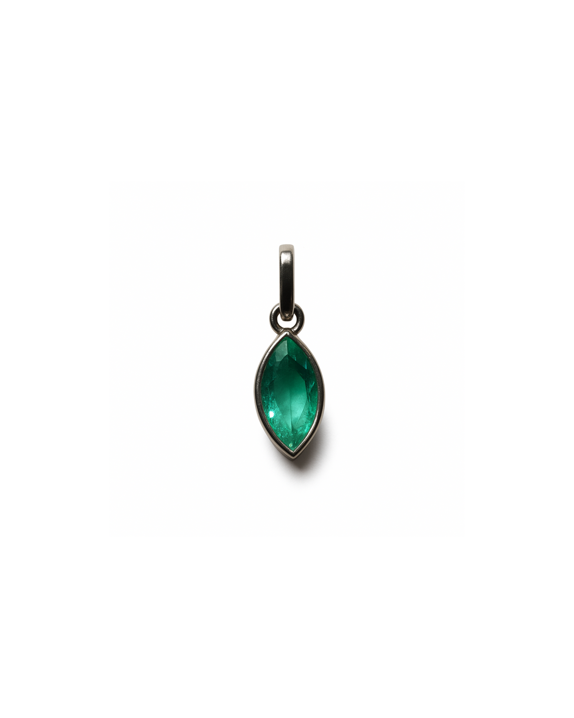 Green gemstone pendant on a white background