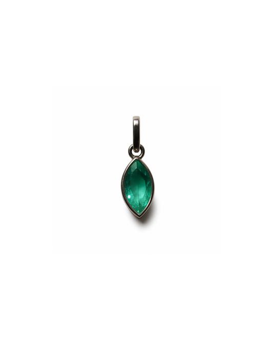 Green gemstone pendant on a white background