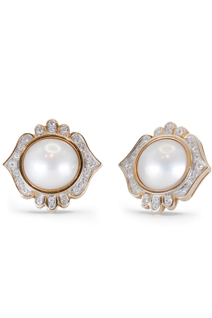 Vintage Pearl and Diamond Earrings