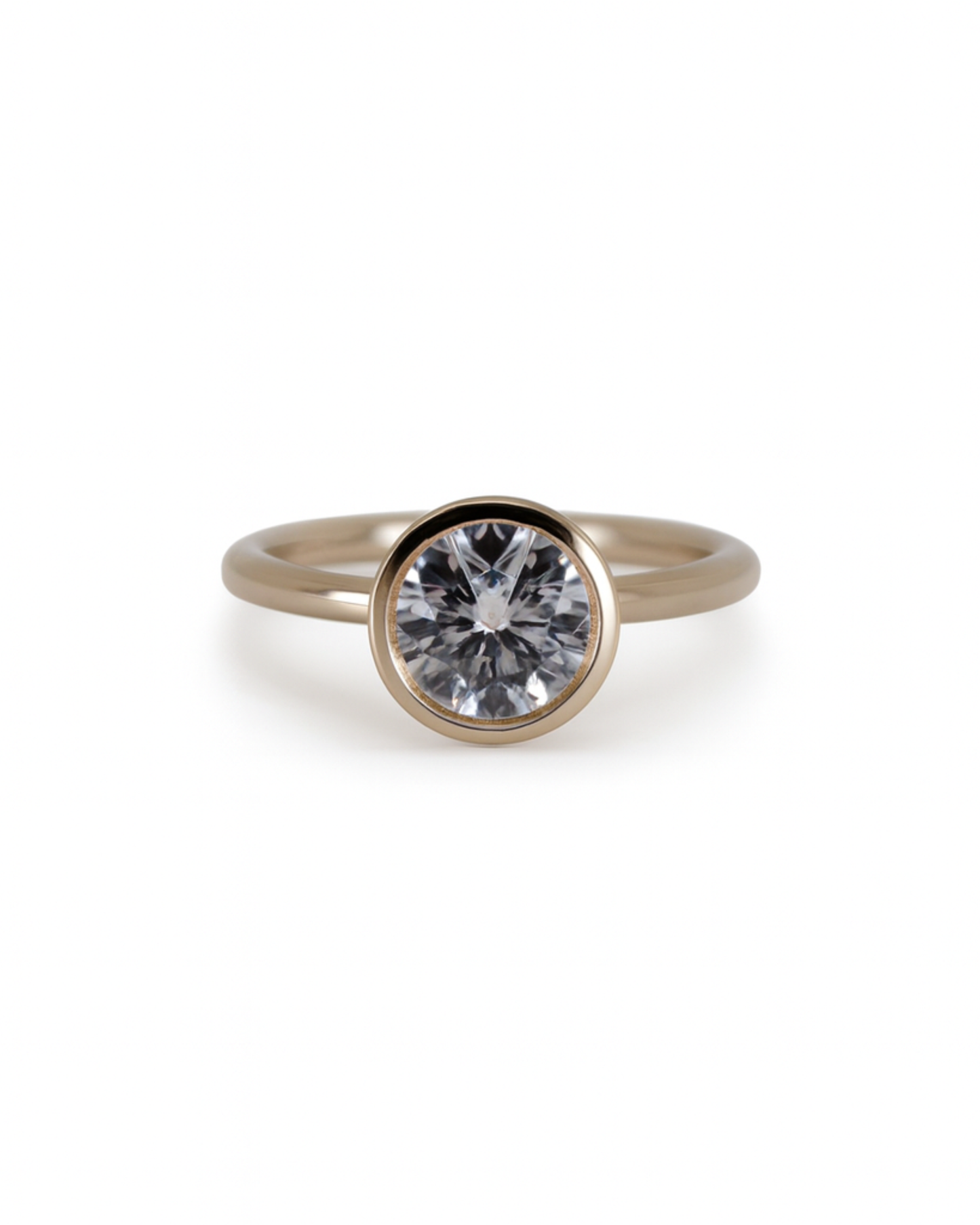 Round Bezel Solitaire Engagment Ring