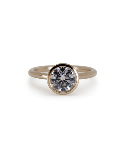 Round Bezel Solitaire Engagment Ring