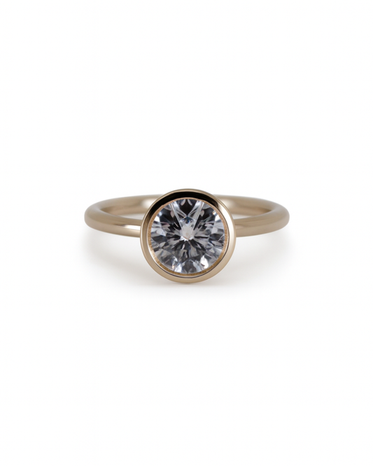 Round Bezel Solitaire Engagment Ring