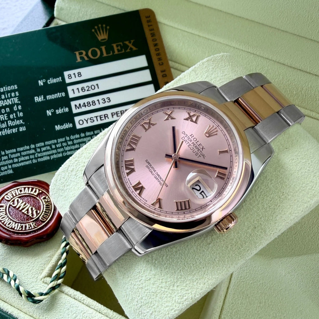 Rolex Datejust - Two Rose Gold Roman Numerals Dial