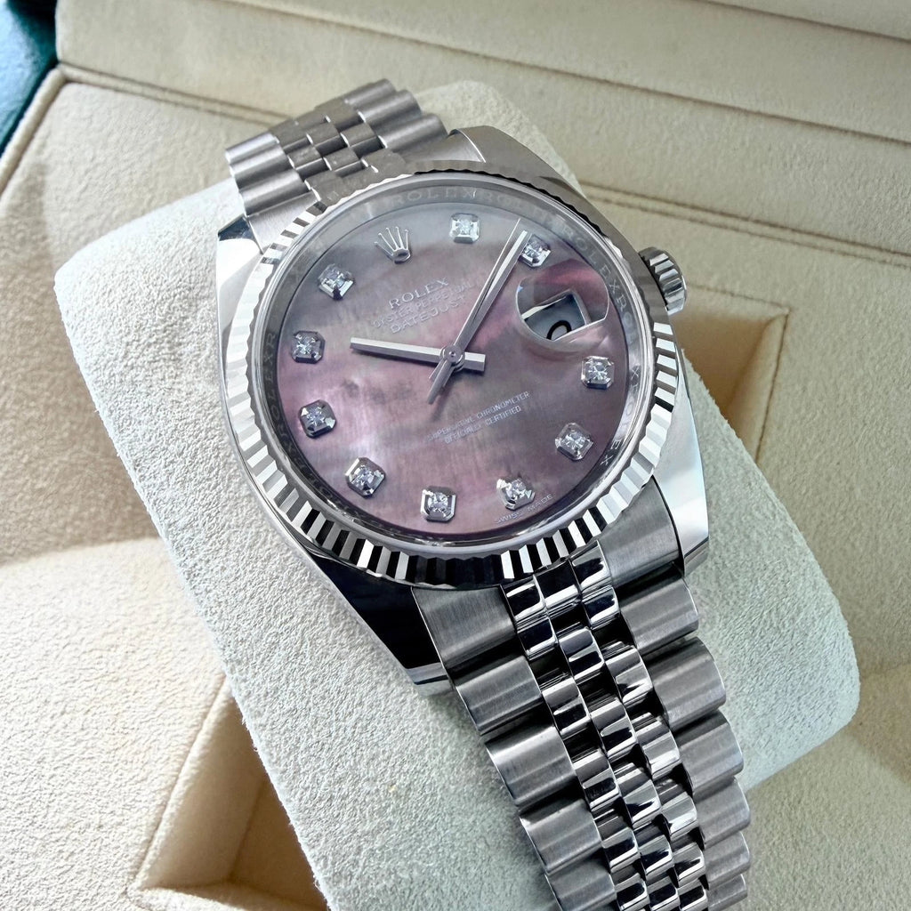 Rolex Diamond Black Mother of Pearl Datejust Jubilee