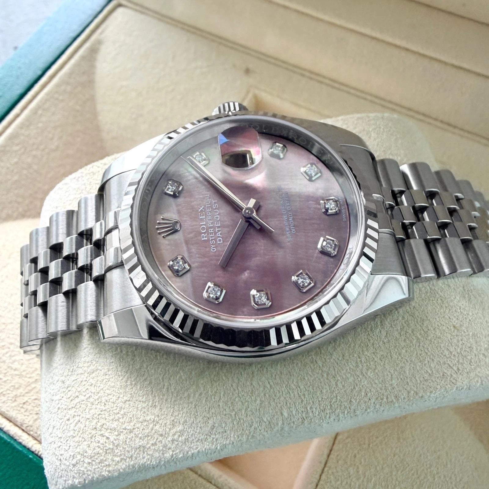 Rolex Diamond Black Mother of Pearl Datejust Jubilee