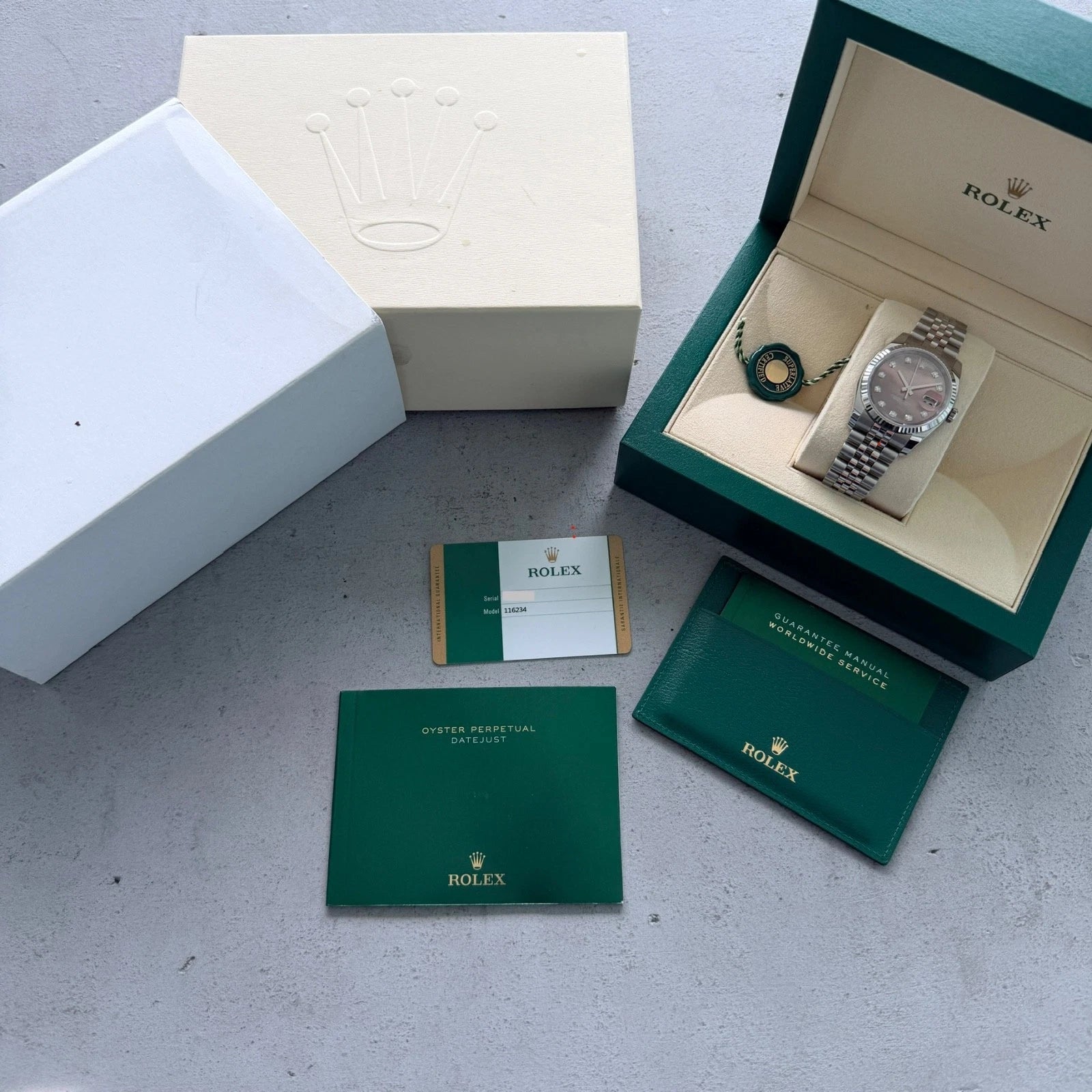 Rolex Diamond Black Mother of Pearl Datejust Jubilee