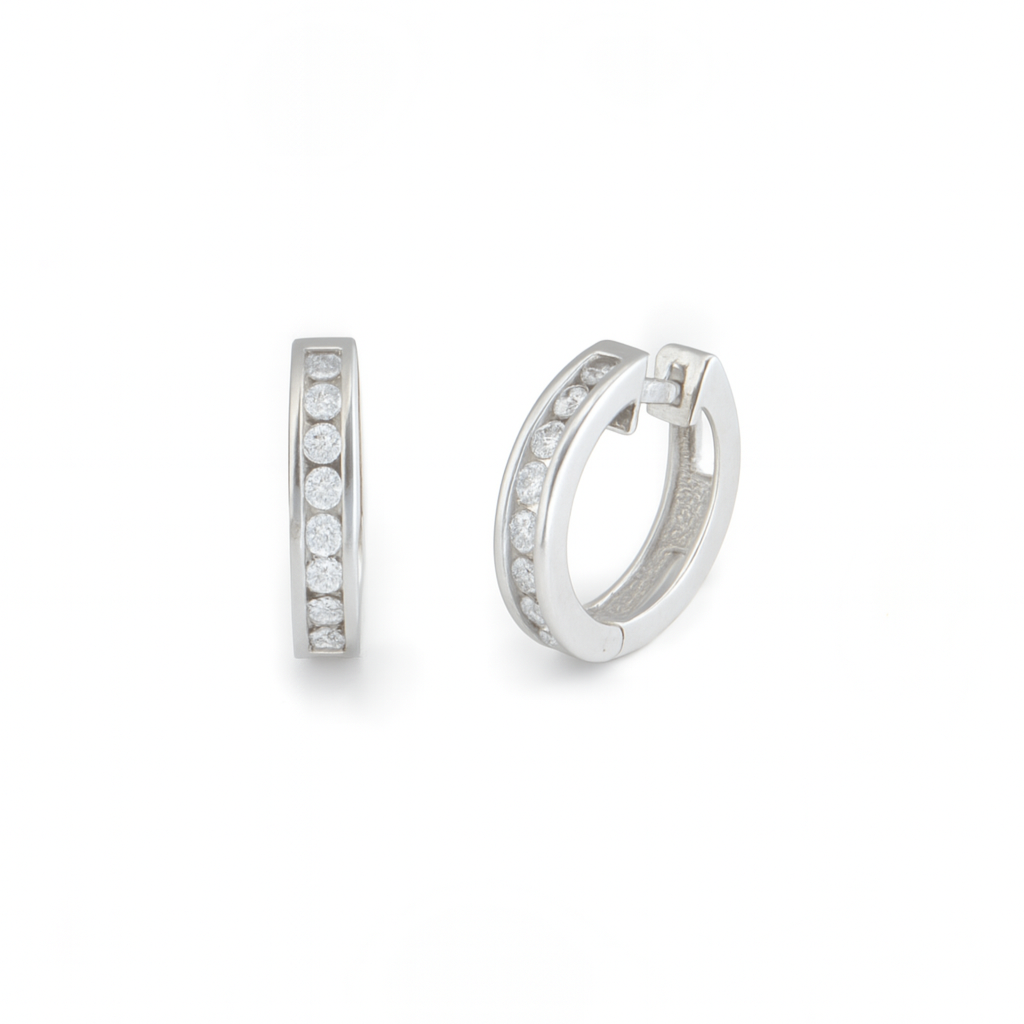 Vintage Channel Set Diamond Hoops
